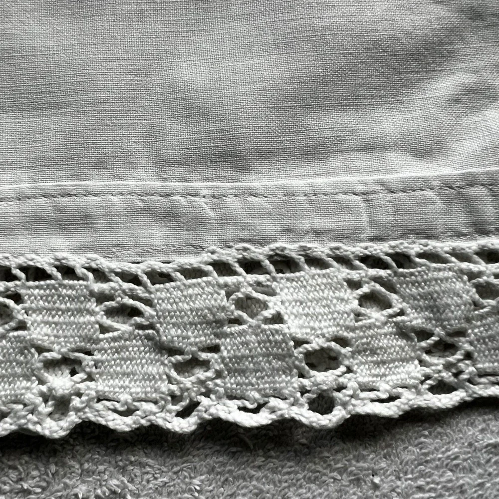Vintage 3pc Table Linens White Hand Embroidered Lace Monogram M Floral Victorian